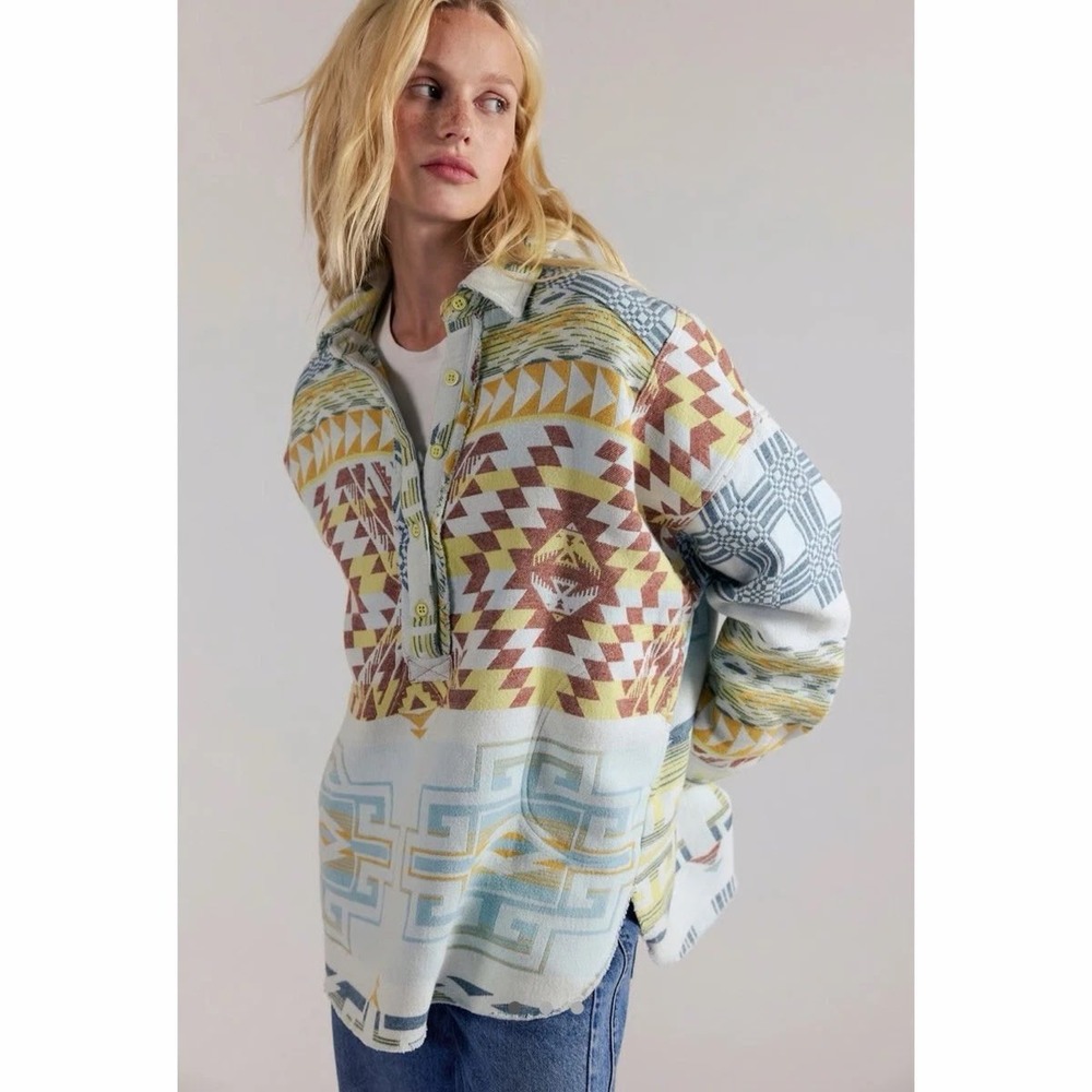 NWT Free People We The Free Arizona Sky Pullover Dandelion Combo Aztec Shacket S